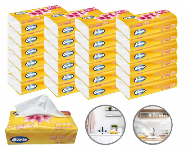 5000 szt. Wyciągane Chusteczki higieniczne Słonik Jumbo SMART 25x200 Karton