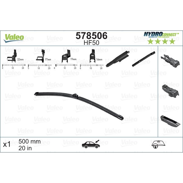 Pióro wycieraczki Valeo HydroConnect 500 mm W1HF50V