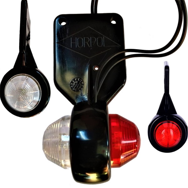 Lampa obrysowa LED biało-czerwona wisząca prawa 12/24V HORPOL