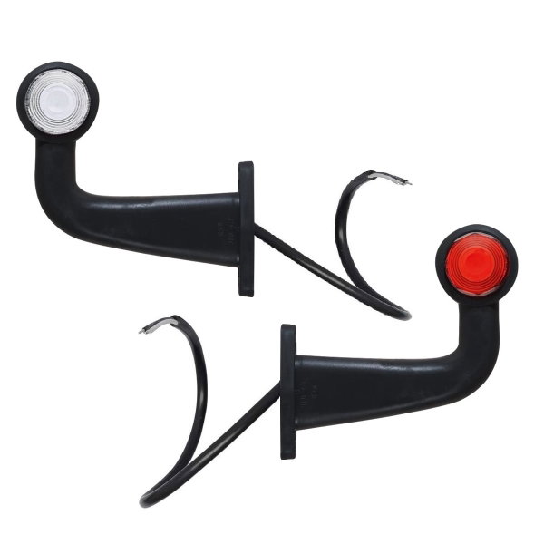 Lampa obrysowa biało-czerwona długa 12–24V Fristom FT-033 F, gumowe ramię