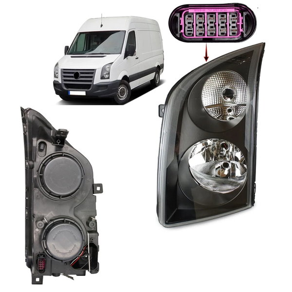 Reflektor lewy VW Crafter 2013-2016 z DRL DEPO 2E1941005