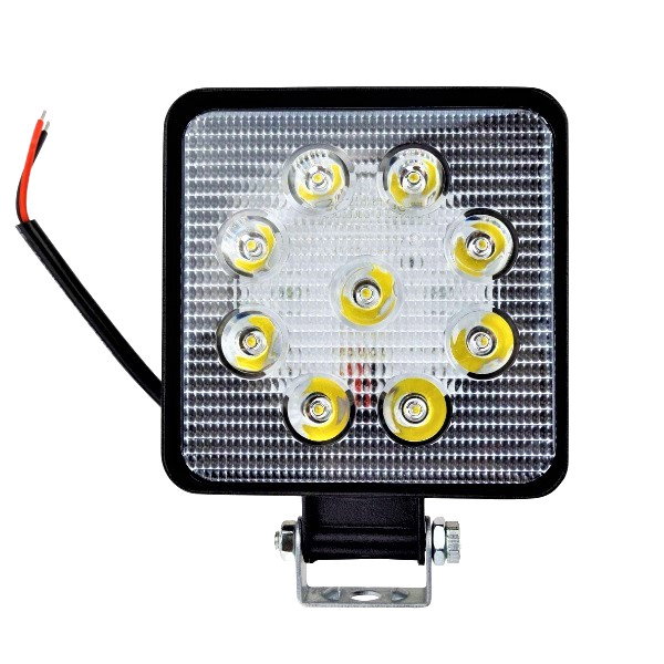 Lampa robocza LED 27W 12V, 9 diod, Spot, IP65, kwadratowa