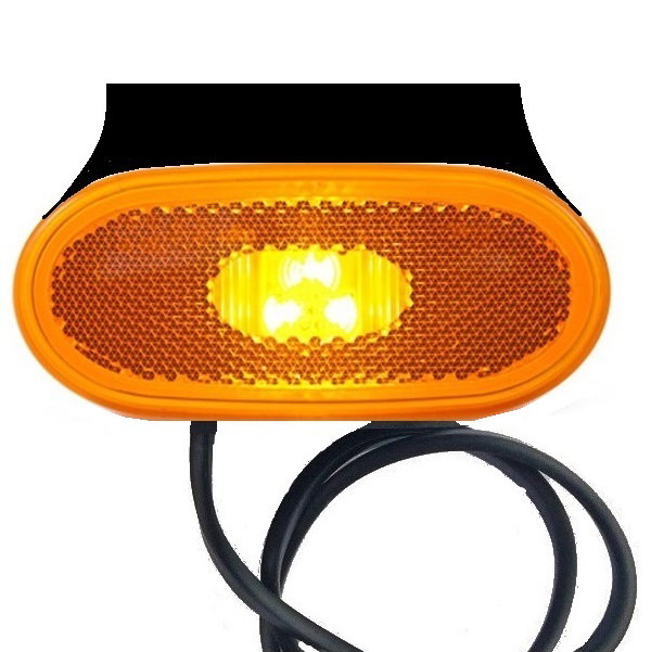 Lampa obrysowa LED 12/24V pomarańczowa owalna z odblaskiem HORPOL LD 982
