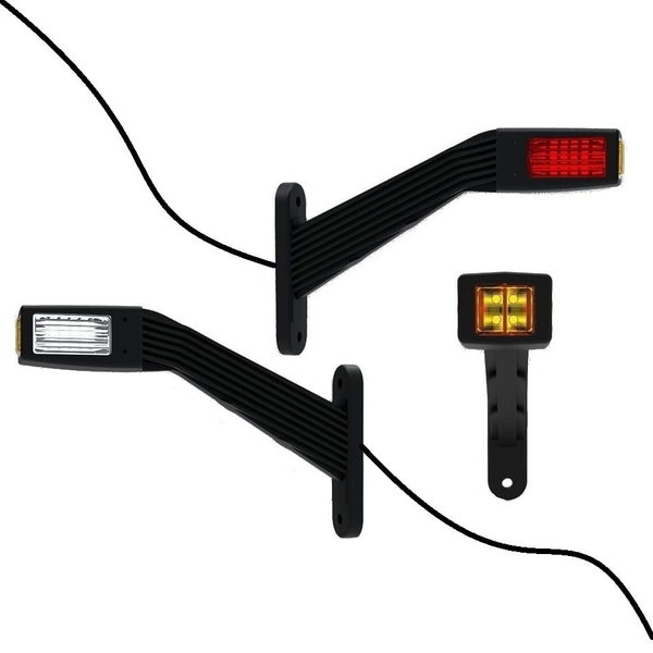 Lampa obrysowa LED biało-czerwonym 12V 24V lampka PRAWA wysięgnik gumowym