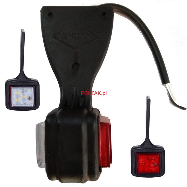 Lampa obrysowa LED  Biało-Czerwona 12V 24 Wisząca PRAWA - LD 430/P