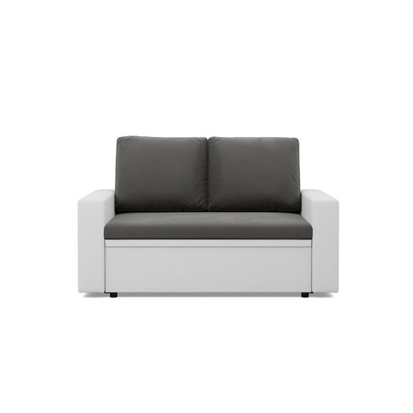 Rozkładana sofa, CAPERO, ekoskóra, 148x87x90 cm, biały, szary | TYLETEGOTU