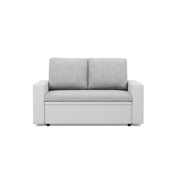 Rozkładana sofa, CAPERO, ekoskóra, 148x87x90 cm, biały, jasny szary | TYLETEGOTU