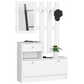 Garderoba, szafka na buty, wieszak, BELLANO, 90x25x170, biel| TYLETEGOTU
