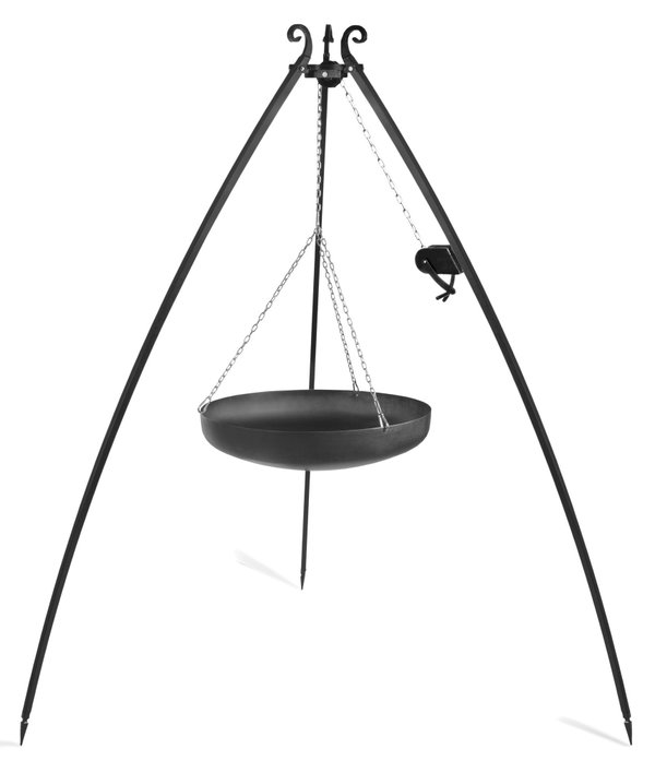 Wok na trójnogu z kołowrotkiem 200 cm, LARGO, stal naturalna, 70 cm | TYLETEGOTU