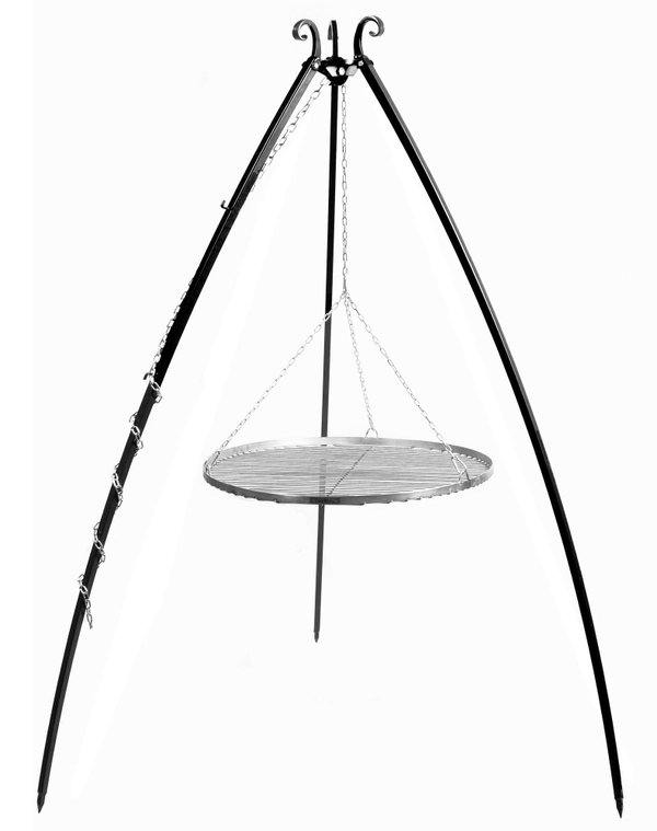 Grill na trójnogu 200 cm, LARGO, ruszt stal nierdzewna, 70 cm | TYLETEGOTU