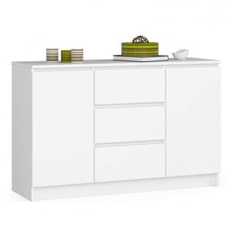 Komoda do sypialni, 3 szuflady, PLENO, 120x40x77 cm, biel, mat | TYLETEGOTU