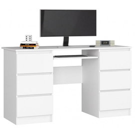 Biurko komputerowe, szuflady, CORE, 135x50x77 cm, biel, mat | TYLETEGOTU
