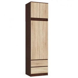 Szafa z nadstawką, DORMI, 60x51x234 cm, wenge, dąb sonoma, mat