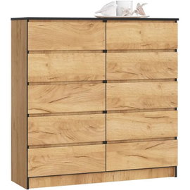 Komoda do salonu, sypialni, STILO, 10 szuflad, 120x40x121 cm, dąb craft, mat