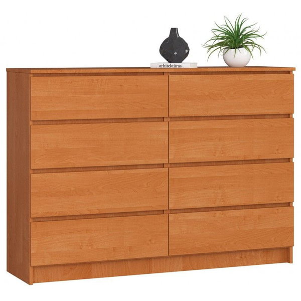 Komoda do sypialni, STILO, 8 szuflad, 140x40x99 cm, olcha, mat