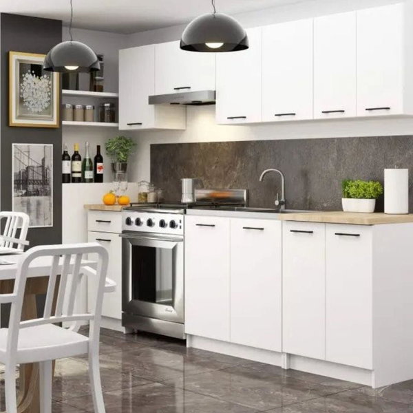 Zestaw kuchenny, meble do kuchni, KLARA, 240x60 cm, biel, mat