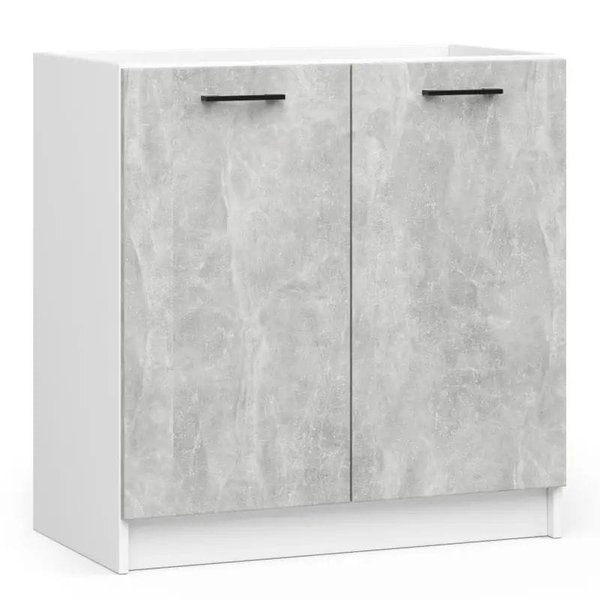 Szafka pod zlewozmywak, KLARA, 80x46x82 cm, 80x46x82 cm, biel, beton, mat
