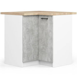 Szafka do kuchni, narożna, z blatem, KLARA, 90x46x85 cm, biały, beton, mat
