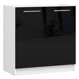 Szafka pod zlewozmywak, KLARA, 80x46x82 cm, biały, czarny, połysk