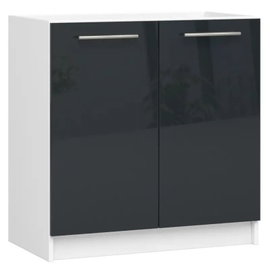 Szafka pod zlewozmywak, KLARA, 80x46x82 cm, biały, grafit, połysk