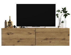 Szafka RTV, wisząca, SANO, 120x35x30 cm, dąb artisan, mat | TYLETEGOTU