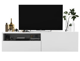 Wisząca szafka RTV, SANO, 120x35x30 cm, biel, mat | TYLETEGOTU