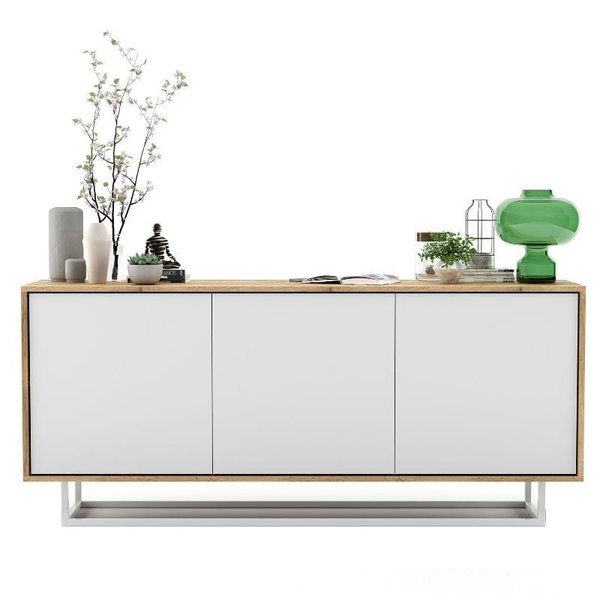 Komoda do salonu, loft, NORD, 168x35x72 cm, dąb wotan, biel, mat | TYLETEGOTU