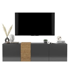 Szafka RTV, wisząca, TERRA, 160x38x45 cm, dąb, grafit | TYLETEGOTU