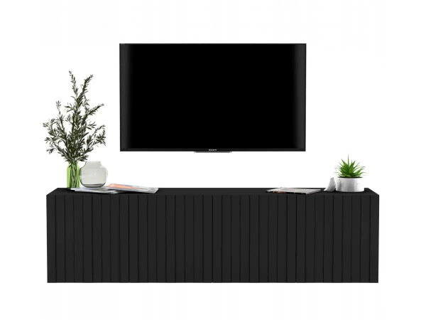 Komoda RTV, szafka, glamour, GRAVO, 150x37x39 cm, czarny, mat | TYLETEGOTU