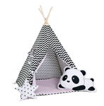 Namiot tipi dla dzieci, bawełna, okienko, panda, pudrowy design