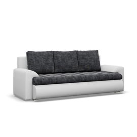 Kanapa rozkładana, Bosco, plecionka, ekoskóra, 222x96x92 cm, ciemny szary, biały