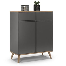 Komoda na nóżkach do sypialni, SKAND, 80x40x100 cm, grafit, dąb, mat