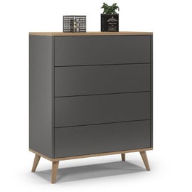 Komoda do salonu, sypialni, SKAND, 80x40x100 cm, dąb, grafit, mat | TYLETEGOTU