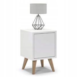 Szafka nocna na nóżkach, zamknięta, SKAND, 30x30x45 cm, biel, mat | TYLETEGOTU