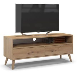 Szafka rtv, stolik pod telewizor, SKAND, 120x40x50 cm, dąb, mat | TYLETEGOTU