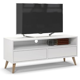 Szafka rtv, stolik pod telewizor, SKAND, 120x40x50 cm, biel, mat