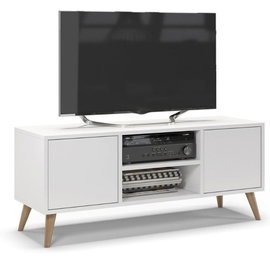 Szafka rtv, skandynawski styl, SKAND, 120x40x50 cm, biały, mat | TYLETEGOTU