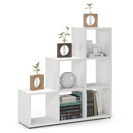 Regał schodkowy, komorowy, ETAP, 100x30x100 cm, biel, mat | TYLETEGOTU