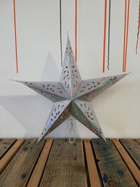 GWIAZDA LED PAPIEROWA SREBRNA WISZĄCA OZDOBA ŚWIĄTECZNA DUŻA 90CM