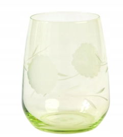6 x Szklanka do wody z zielonym wzorem hortensji