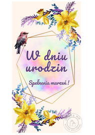 Kartka okolicznościowa - W Dniu Urodzin DL (C) 10 x 21cm. Nr.00707