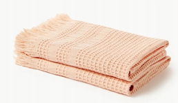 Ręcznik z piki waflowej Yara białe 2 x 30 x30 cm Brzoskwiniowy