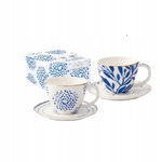 Zestaw 2 porcelanowych filiżanek do kawy i spodków 125 ml ELEGANCE
