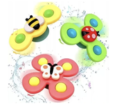 Fidget Spinner z Przyssawką, Zabawka Sensoryczna do Kąpieli - 3 Owady