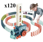Interaktywny Pociąg Układający Domino 120 Klocków - Niebieski