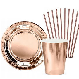 Zestaw Talerzyki Kubeczki ROSE GOLD różowe złoto