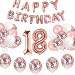 Zestaw BALONY 18 LAT na osiemnastkę ROSE GOLD