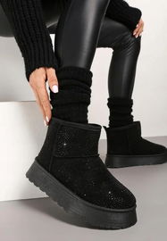 Ocieplane Śniegowce Z Błyszczącym Zdobieniem Na Grubszej Platformie 41