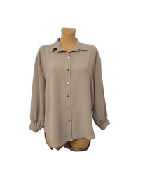 Luźna Koszula Z Dłuższym Tyłem Włoska Ciemnobeżowa Latte xl/xxl