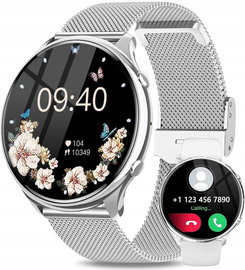 Smartwatch damski Fitonme S51 srebrny dwa paski Bluetooth powiadomienia